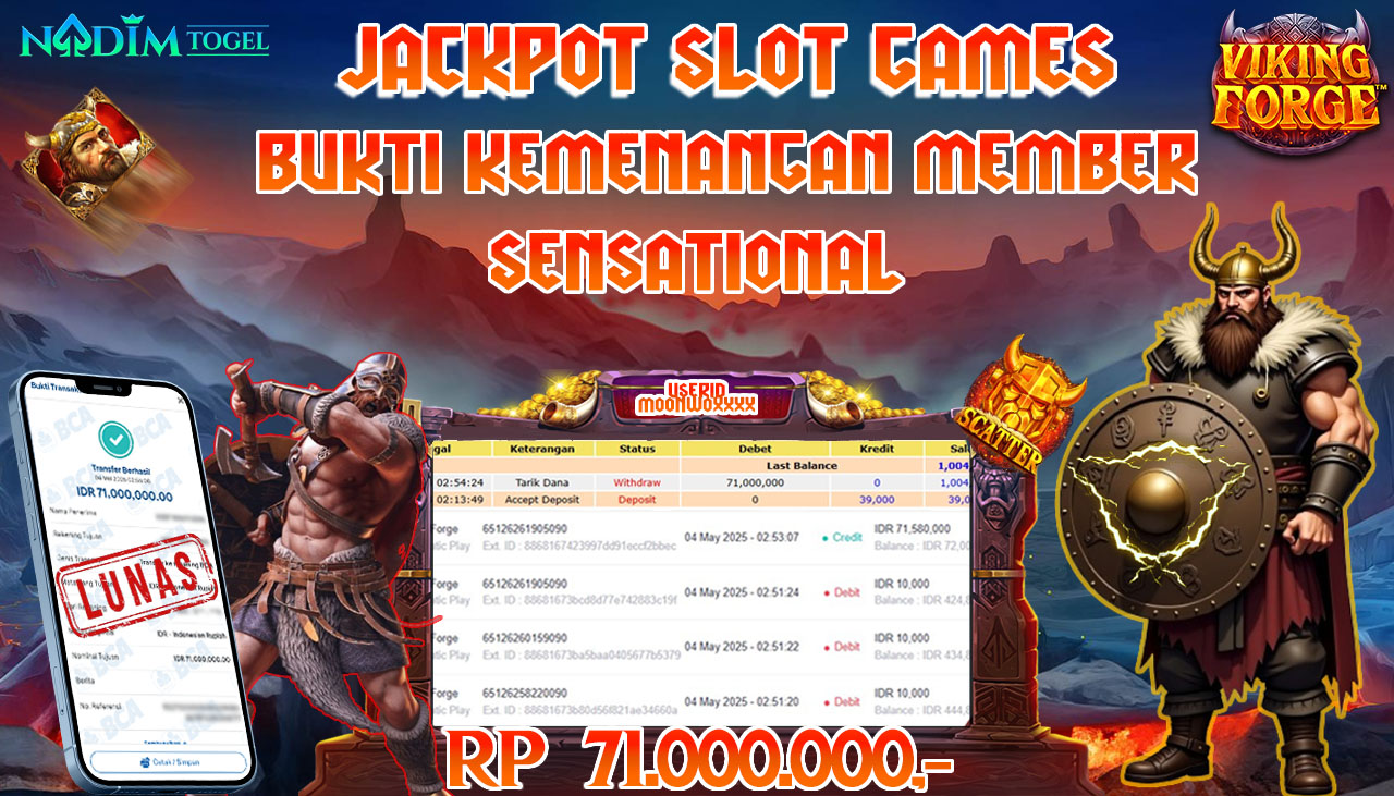 NADIMTOGEL JACKPOT SLOT VIKING FORGE -PRAGMATIC PLAY  Rp 71,000,000,- LUNAS