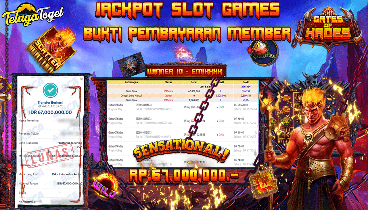 TELAGATOGEL JACKPOT SLOT GATES OF HADES Rp 67,000,000,- LUNAS 
