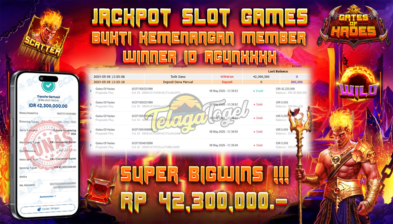 TELAGATOGEL JACKPOT SLOT GATES OF HADES Rp 42,300,000,- LUNAS 