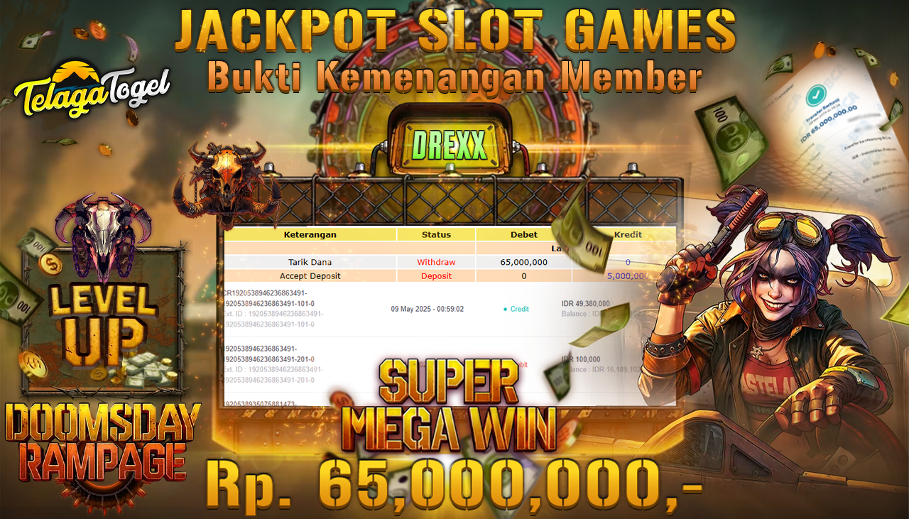 TELAGATOGEL JACKPOT SLOT DOOMSDAY RAMPAGE Rp 65,000,000,- LUNAS 