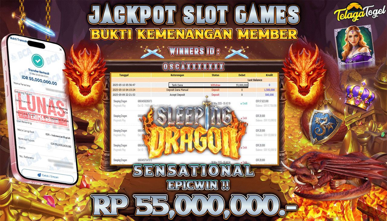 TELAGATOGEL JACKPOT SLOT SLEEPING DRAGON Rp 55,000,000,- LUNAS 