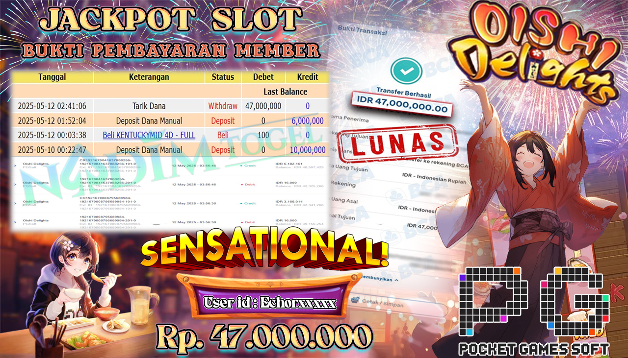 NADIMTOGEL JACKPOT SLOT OISHI DELIGHTS Rp 47.00.000,- LUNAS