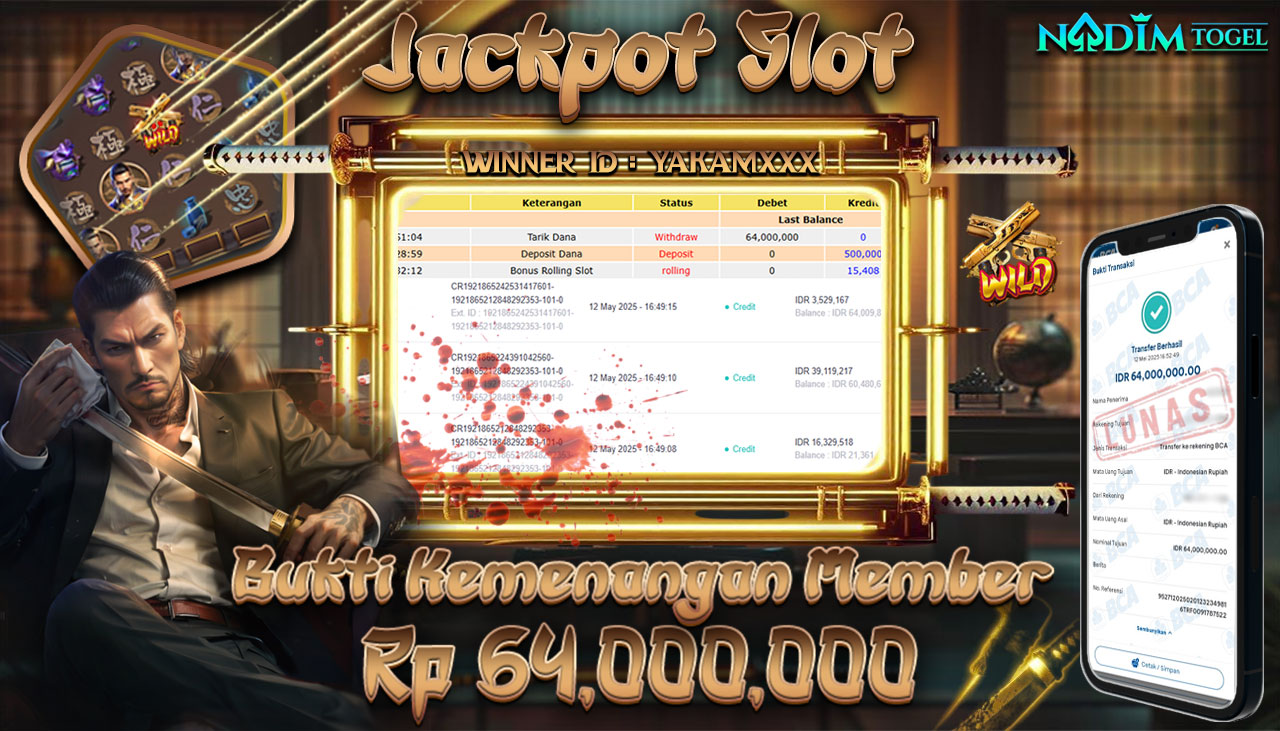 NADIMTOGEL JACKPOT SLOT YAKUZA HONOR Rp 64.000.000,- LUNAS