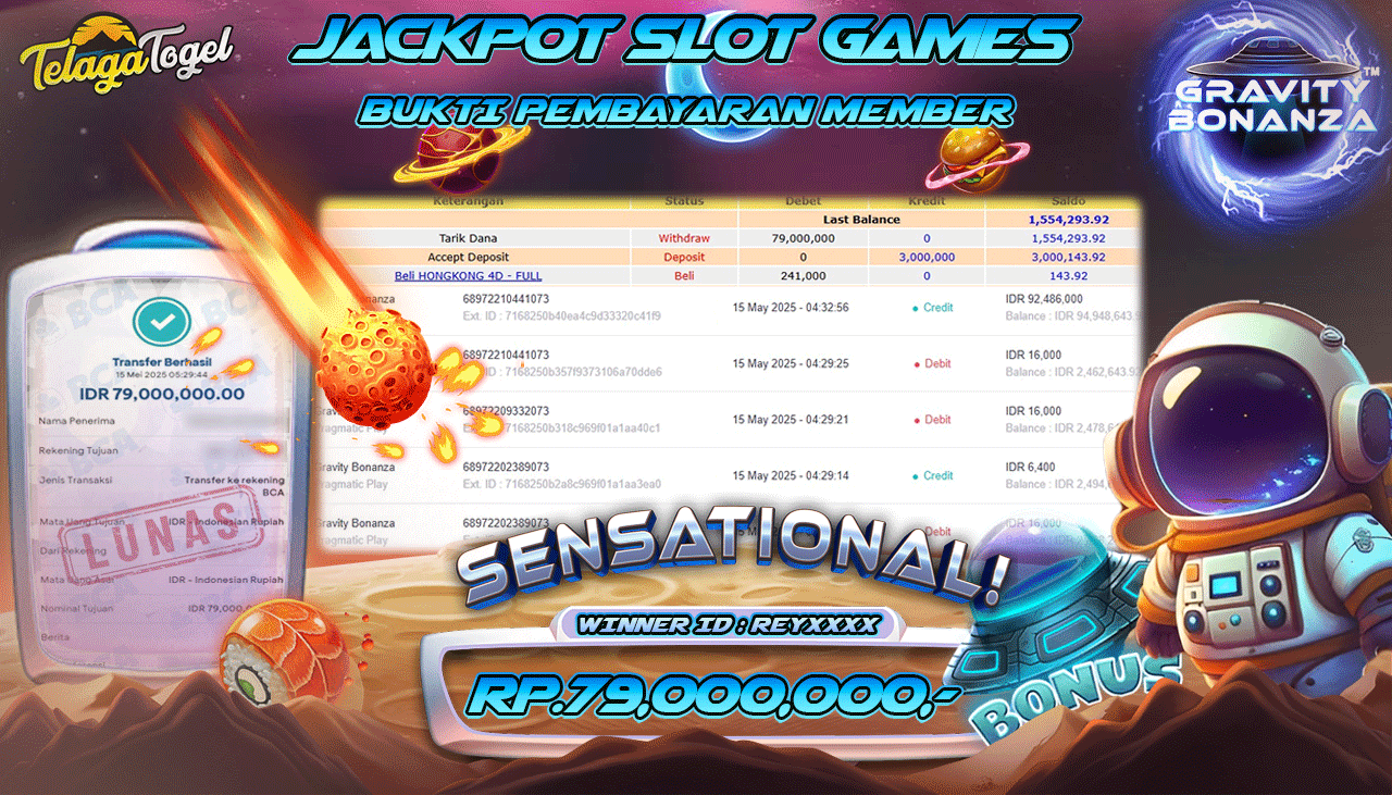 TELAGATOGEL JACKPOT SLOT GRAVITY BONANZA Rp 79,000,000,- LUNAS 