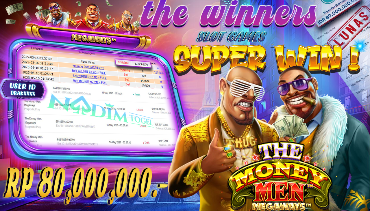 NADIMTOGEL JACKPOT SLOT THE MONEY MEN MEGAWAYS Rp 80.000.000,- LUNAS