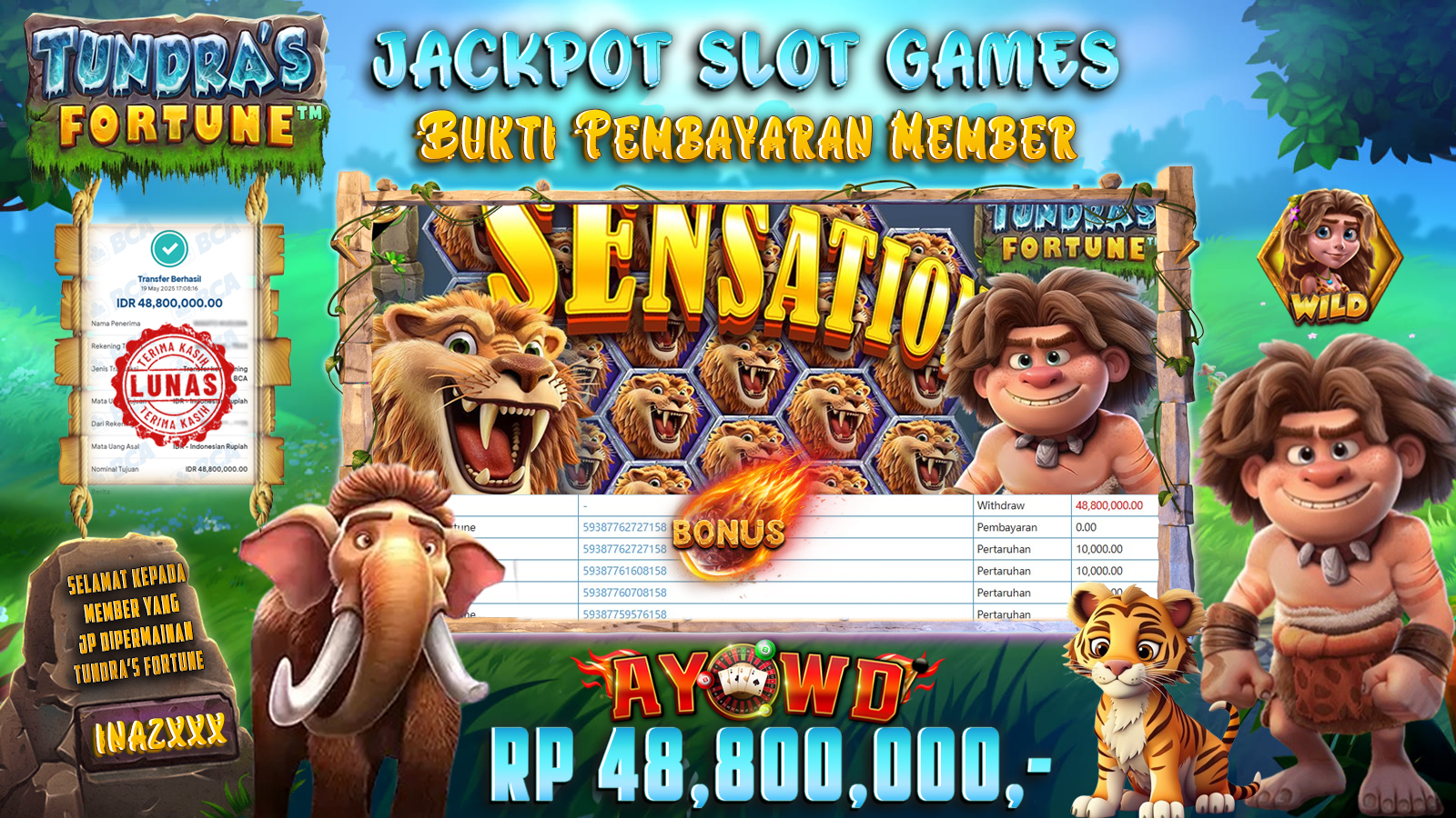 AYOWD JACKPOT SLOT GAMES PP-TUNDRAS FORTUNE Rp 48,800,000,- LUNAS