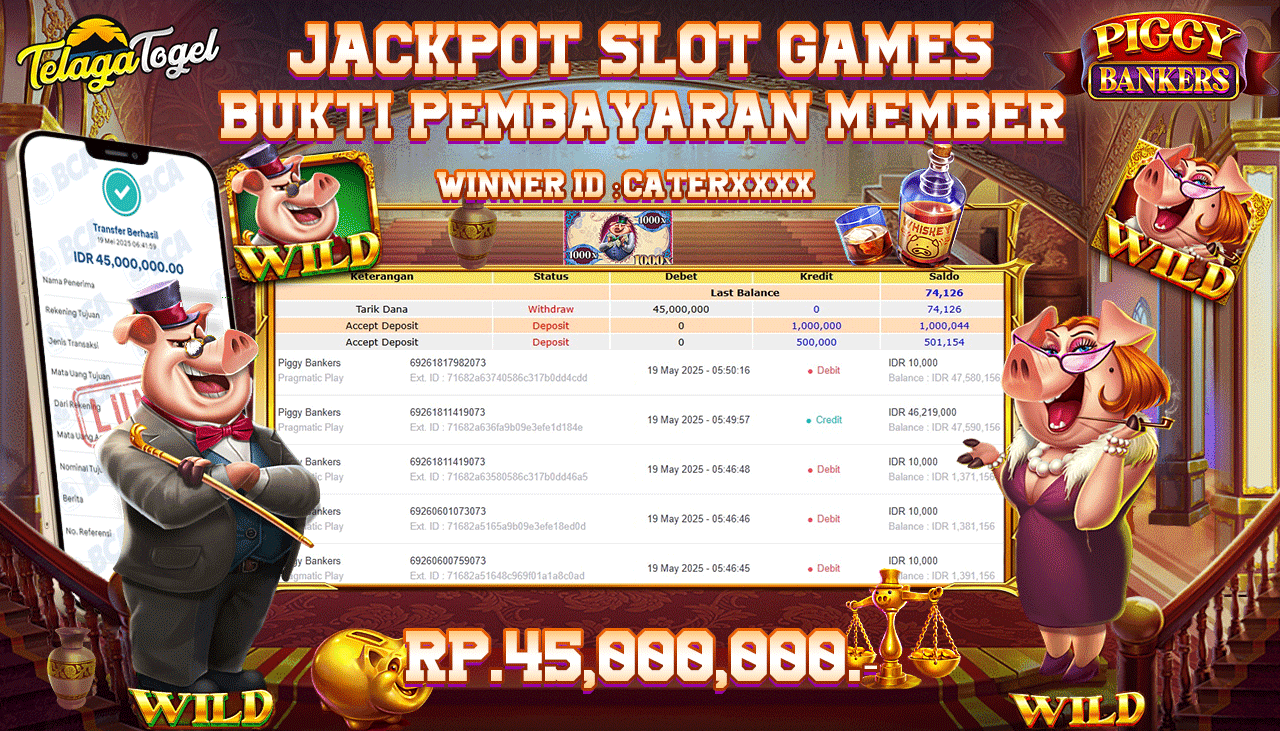 TELAGATOGEL JACKPOT SLOT PIGGY BANKERS Rp 45,000,000,- LUNAS 