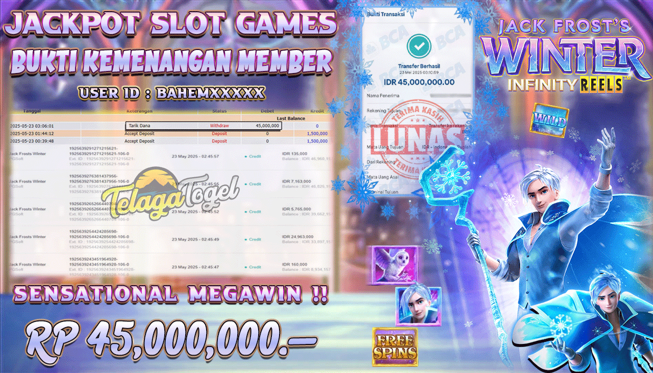 TELAGATOGEL JACKPOT SLOT JACK FROST'S WINTER PP Rp 45,000,000,- LUNAS 