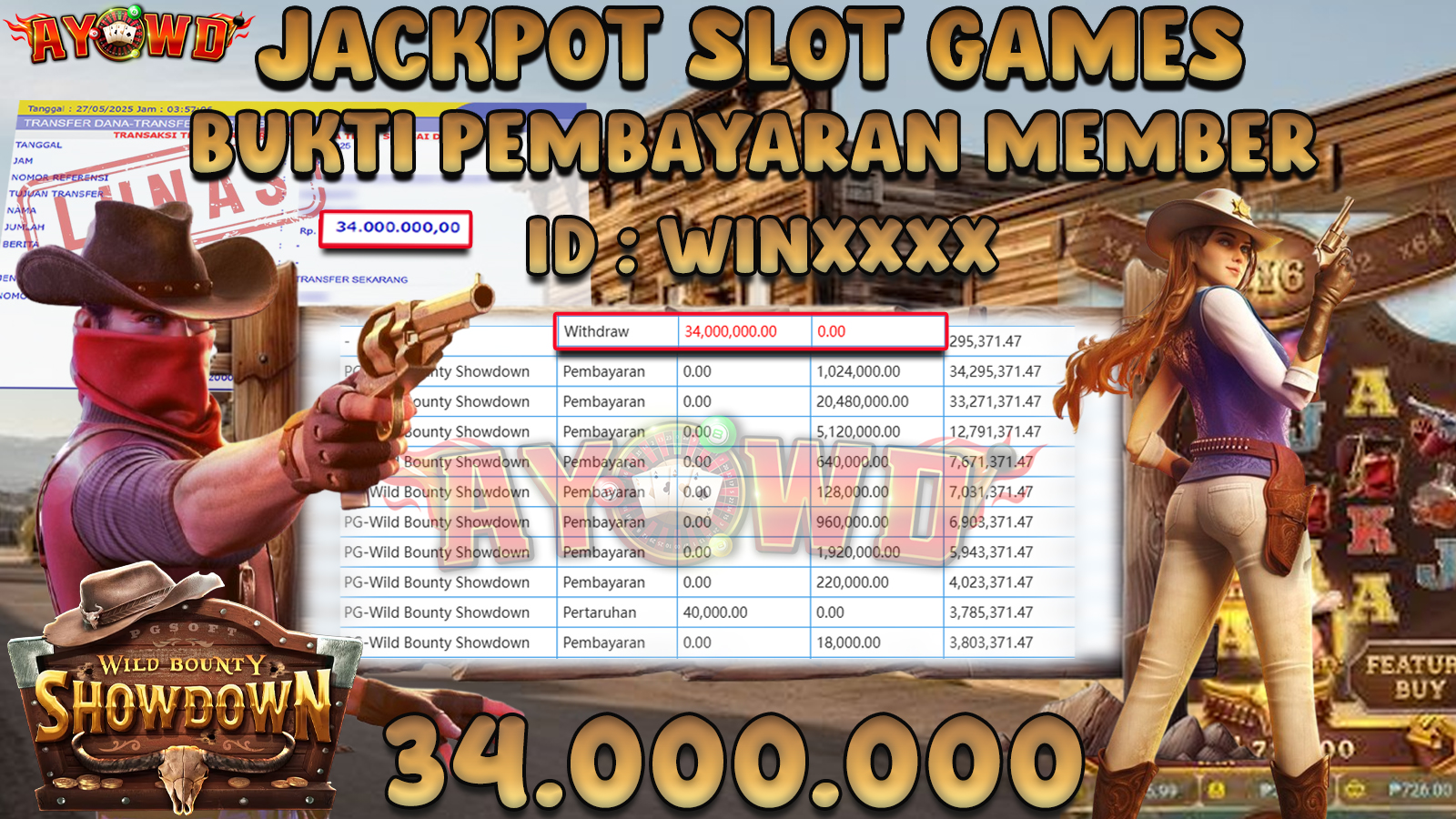 AYOWD JACKPOT SLOT GAMES PG-Wild Bounty Showdown Rp 34,000,000- LUNAS