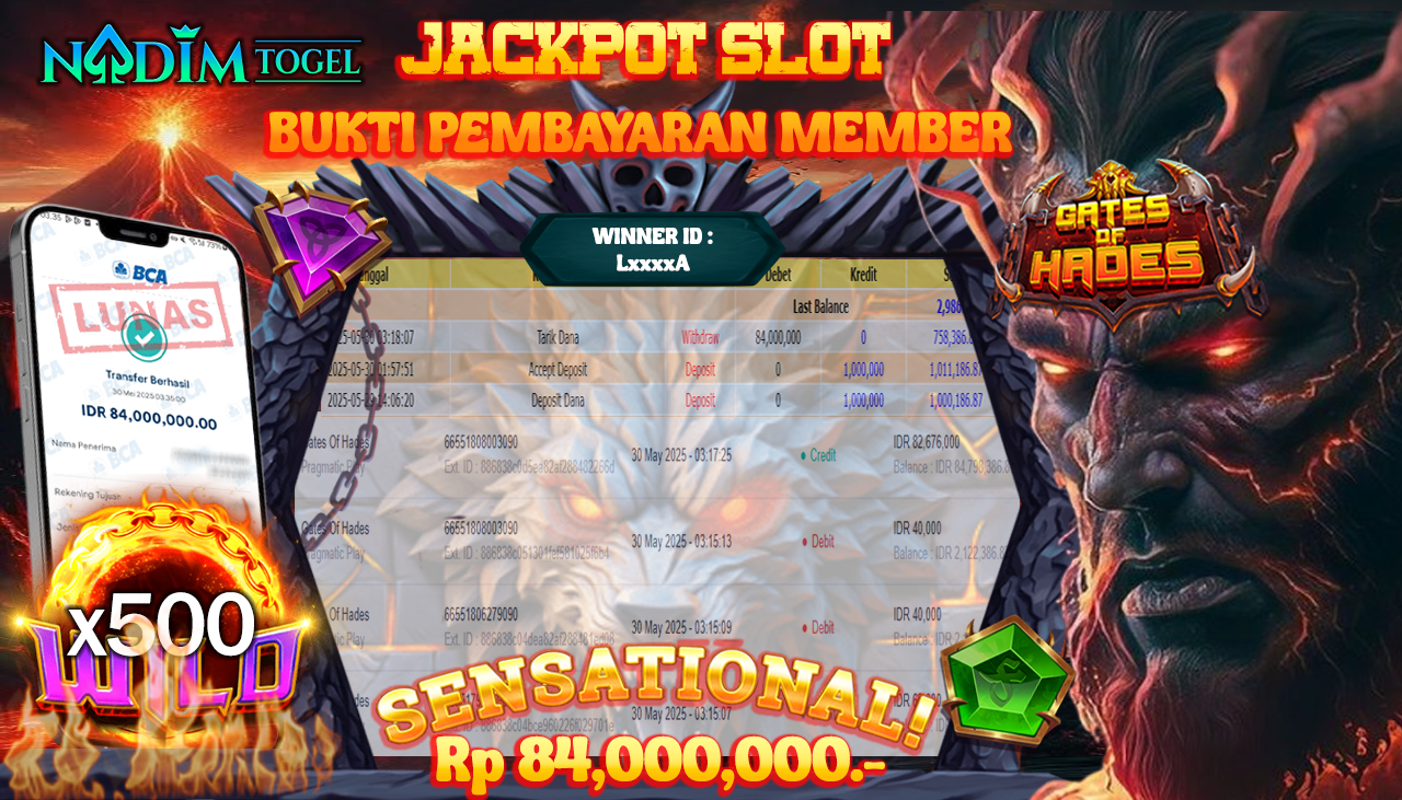 NADIMTOGEL JACKPOT SLOT GATES OF HADES  Rp 84.000.000,- LUNAS