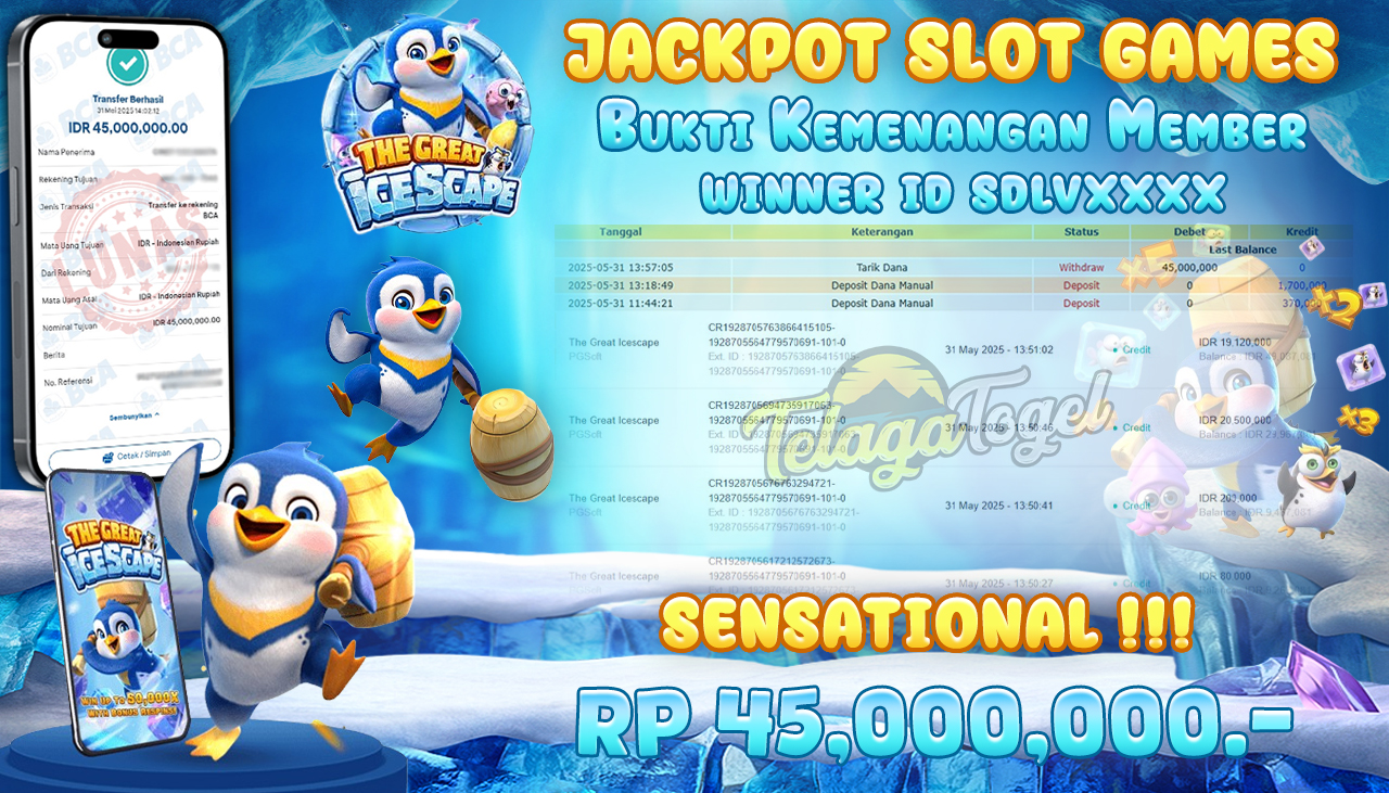 TELAGATOGEL JACKPOT SLOT THE GREAT ICESCAPE Rp 45,000,000,- LUNAS 