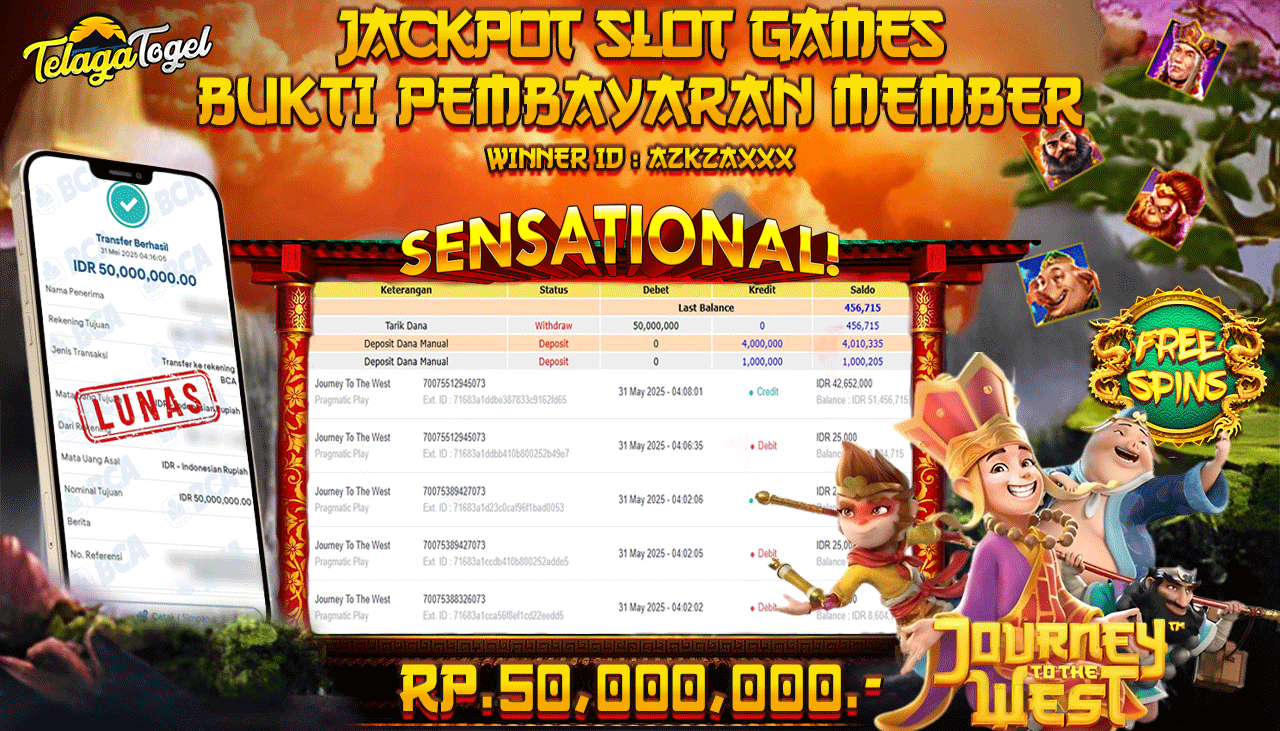 TELAGATOGEL JACKPOT SLOT JOURNEY TO THE WEST Rp 50,000,000,- LUNAS 