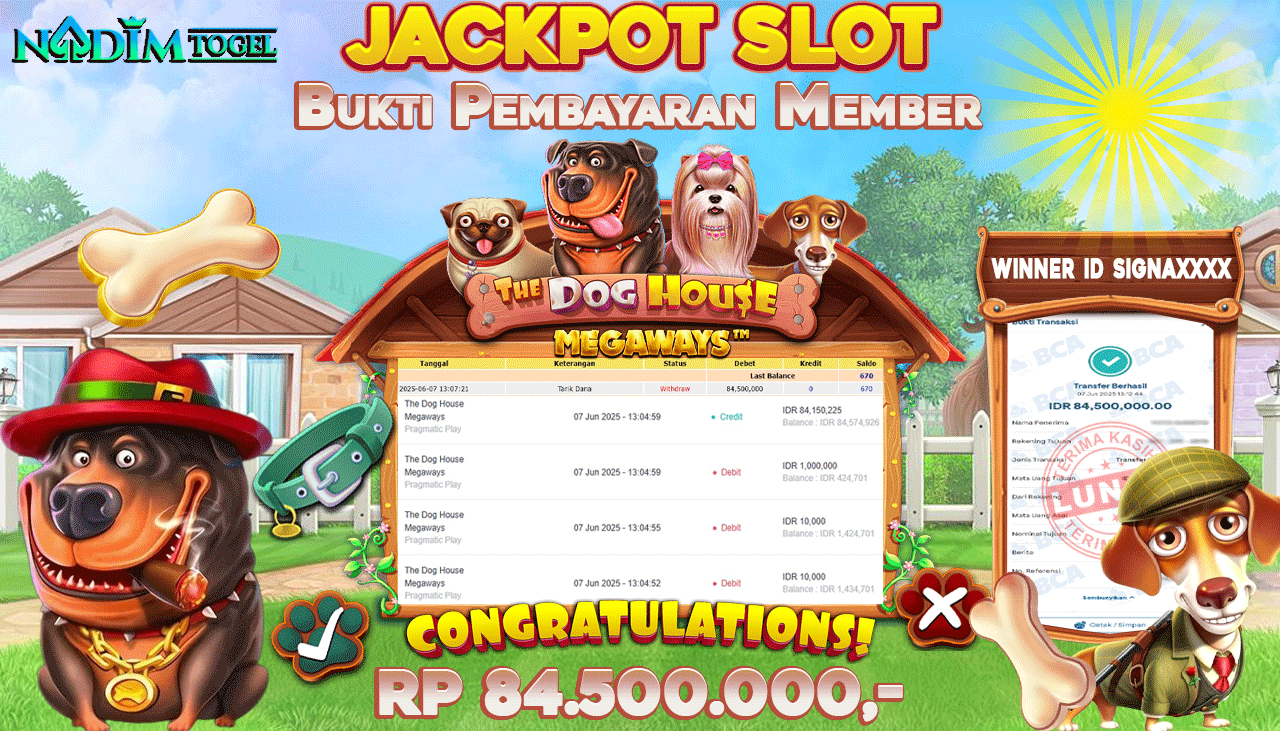 NADIMTOGEL JACKPOT SLOT THE DOG HOUSE MEGAWAYS Rp 84.500.000,- LUNAS