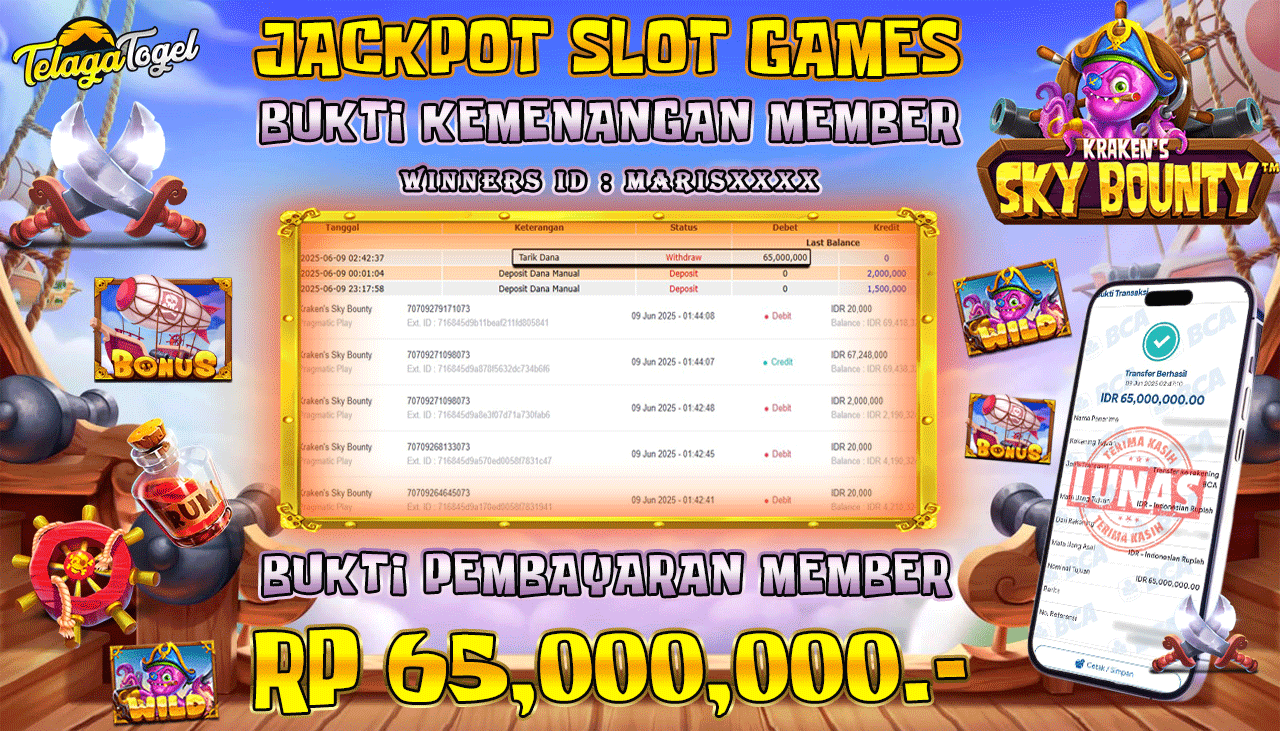 TELAGATOGEL JACKPOT SLOT KRAKEN'S SKY BOUNTY Rp 65,000,000,- LUNAS  