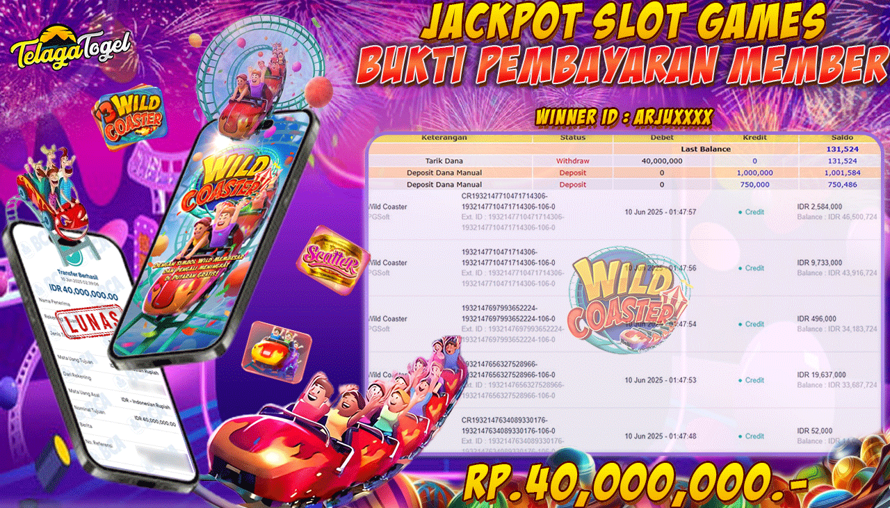 TELAGATOGEL JACKPOT SLOT WILD COASTER Rp 40,000,000,- LUNAS  