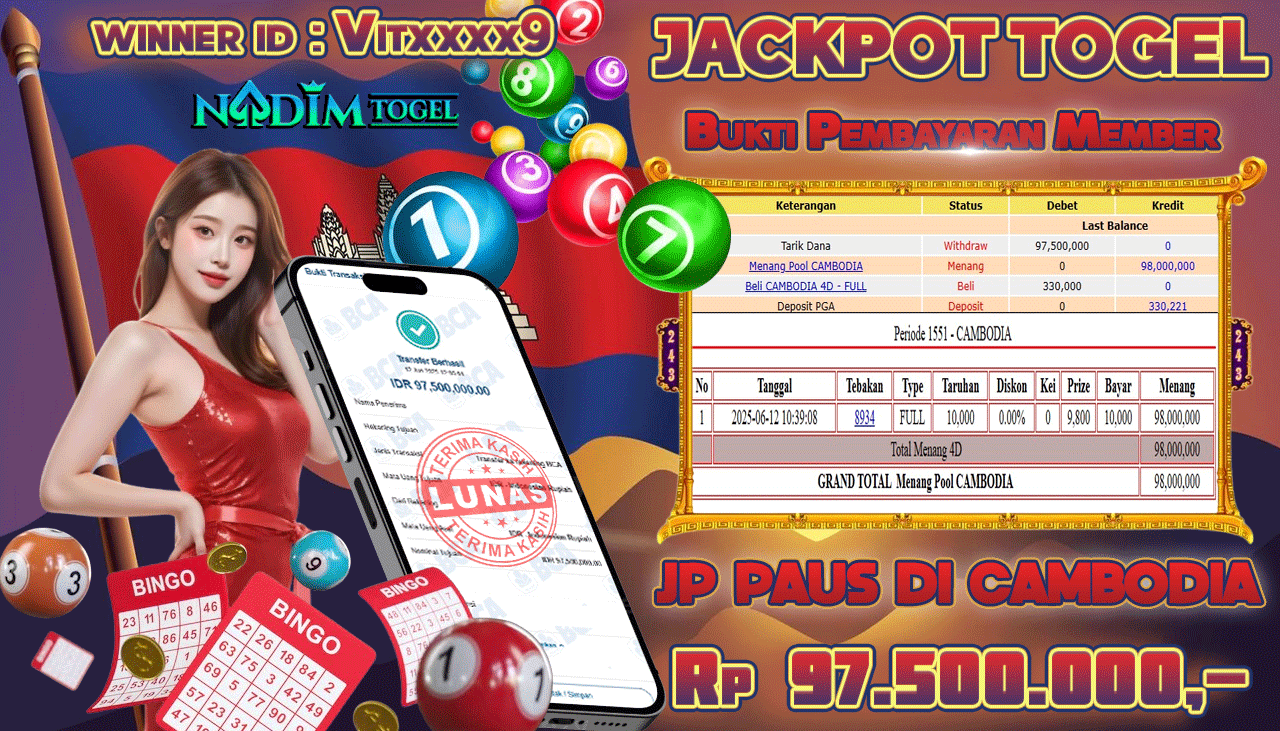 NADIMTOGEL JACKPOT TOGEL CAMBODIA Rp 97.500.000,- LUNAS
