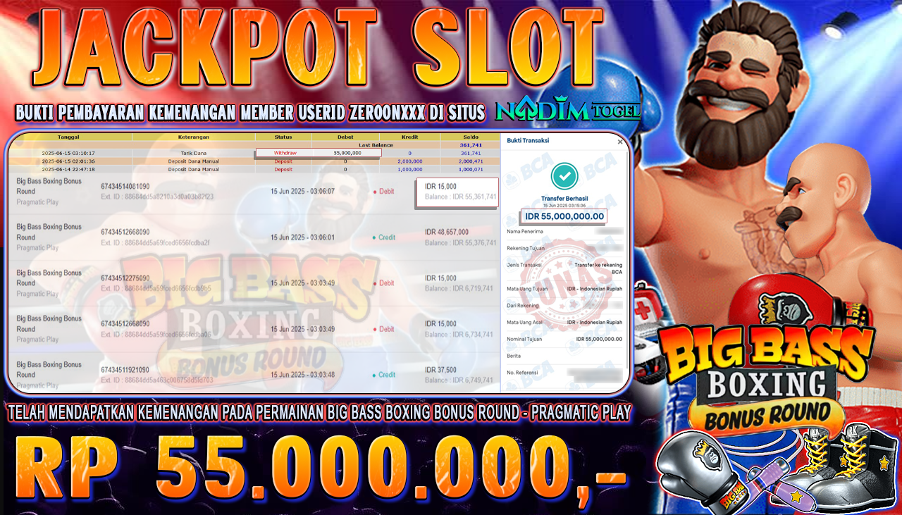 NADIMTOGEL JACKPOT SLOT BIG BASS BOXING BONUS ROUND Rp 55.000.000,- LUNAS