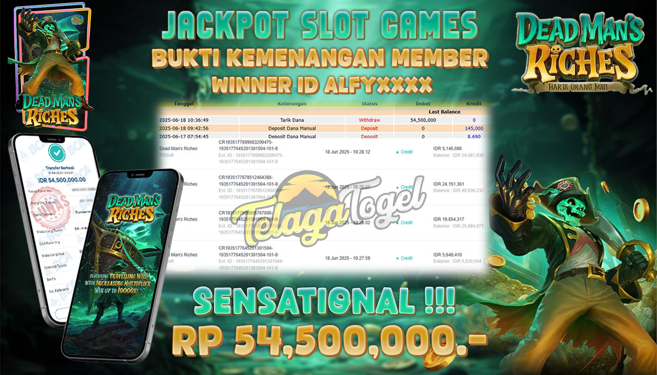 TELAGATOGEL JACKPOT SLOT DEAD MAN'S RICHES Rp 54,500,000,- LUNAS  