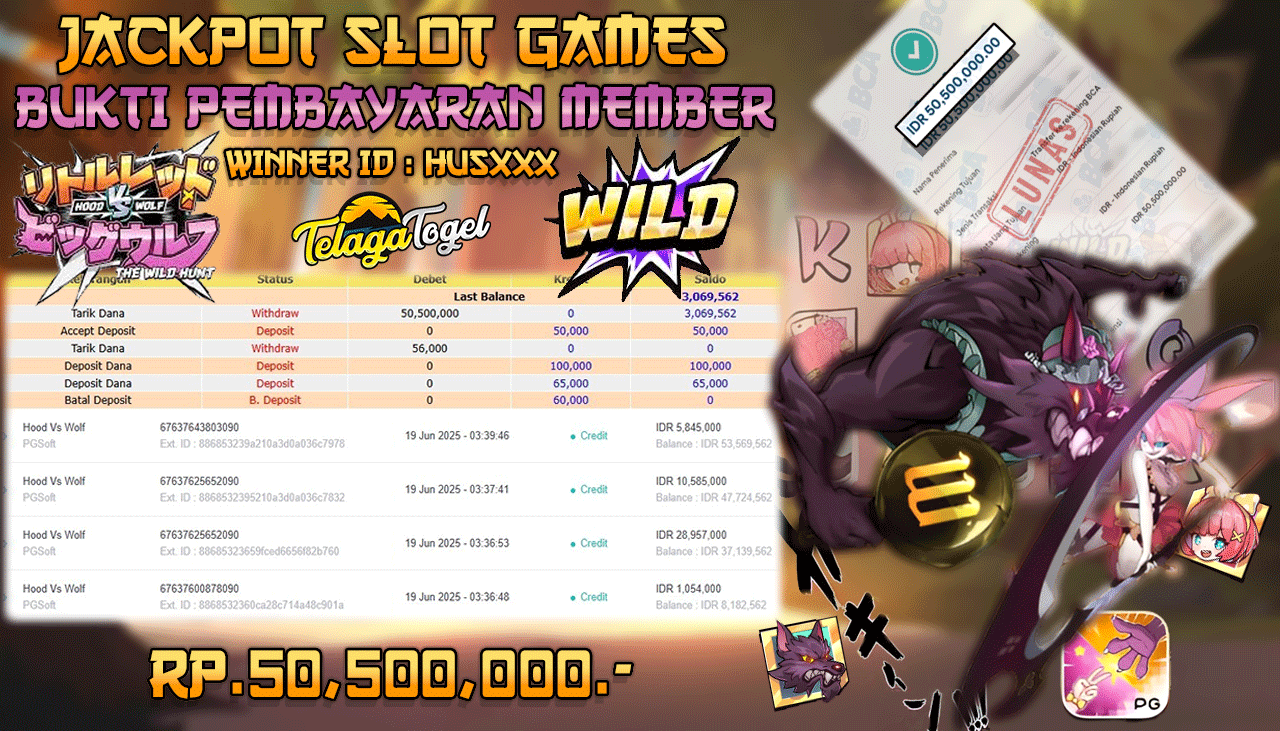 TELAGATOGEL JACKPOT SLOT HOOD VS WOLF Rp 50,500,000,- LUNAS  