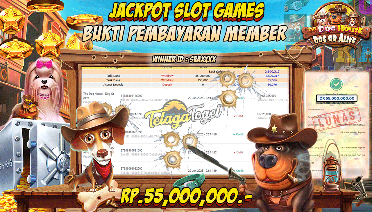 TELAGATOGEL JACKPOT SLOT THE DOG HOUSE DOG OR ALIVE Rp 55,000,000,- LUNAS  