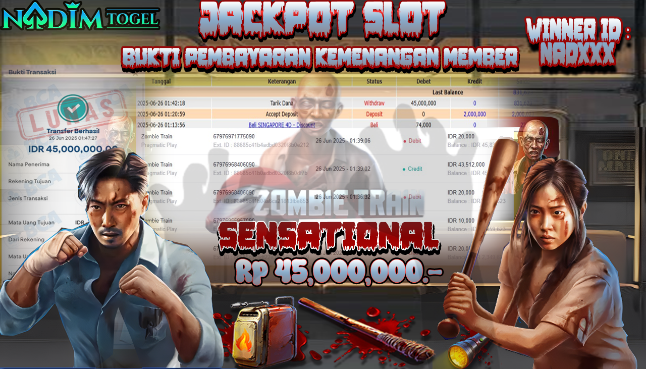 NADIMTOGEL JACKPOT SLOT ZOMBIE TRAIN Rp 45.000.000,- LUNAS