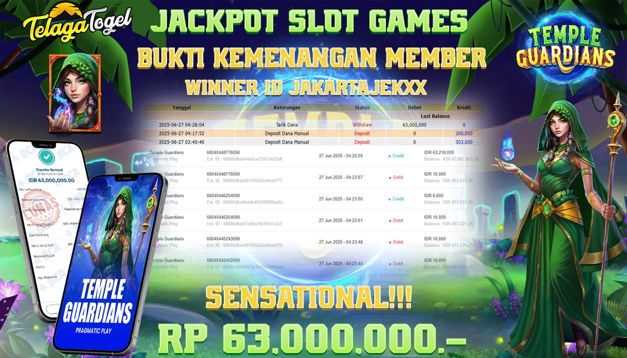 TELAGATOGEL JACKPOT SLOT TEMPLE GUARDIANS Rp 63,000,000,- LUNAS  