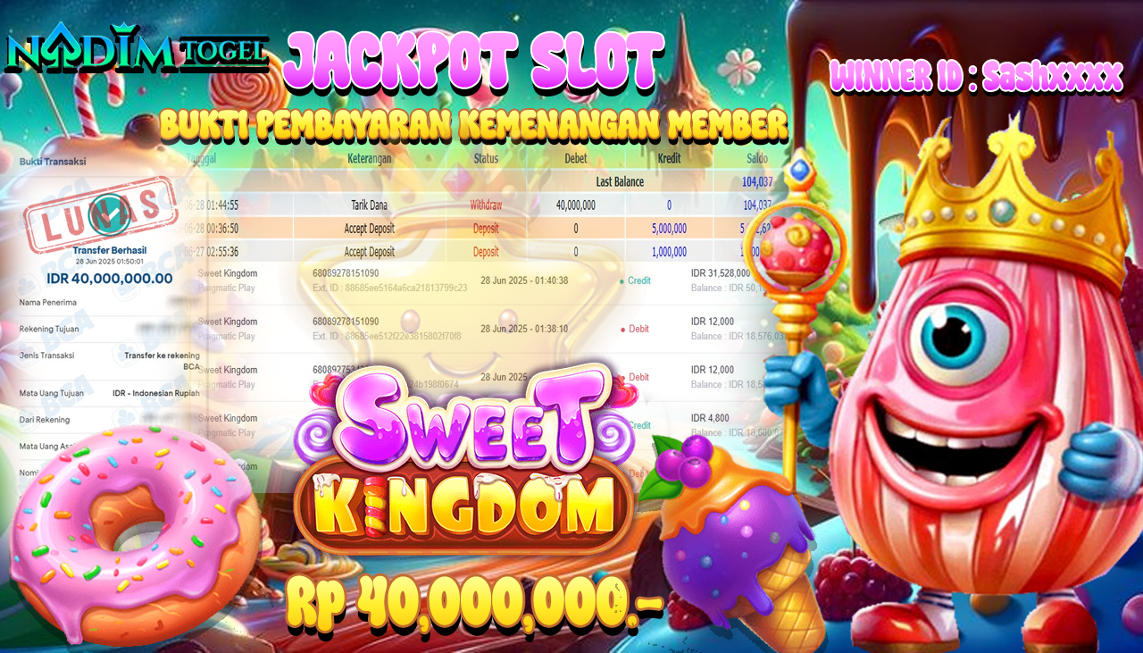 NADIMTOGEL JACKPOT SLOT SWEET KINGDOM Rp 40.000.000,- LUNAS