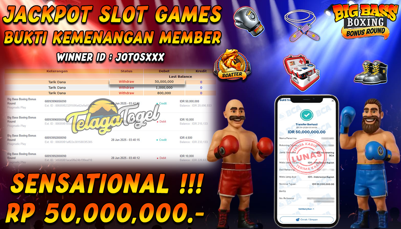 TELAGATOGEL JACKPOT SLOT BIG BASS BOXING BONUS ROUND Rp 50,000,000,- LUNAS  