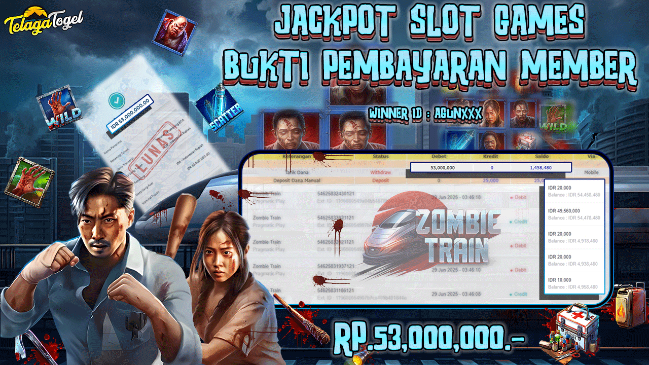 TELAGATOGEL JACKPOT SLOT ZOMBIE TRAIN Rp 53,000,000,- LUNAS  