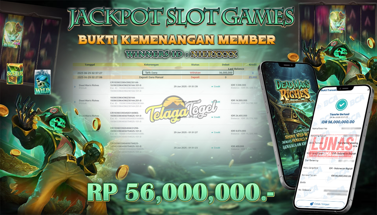TELAGATOGEL JACKPOT SLOT DEAD MAN'S RICHES Rp 56,000,000,- LUNAS  