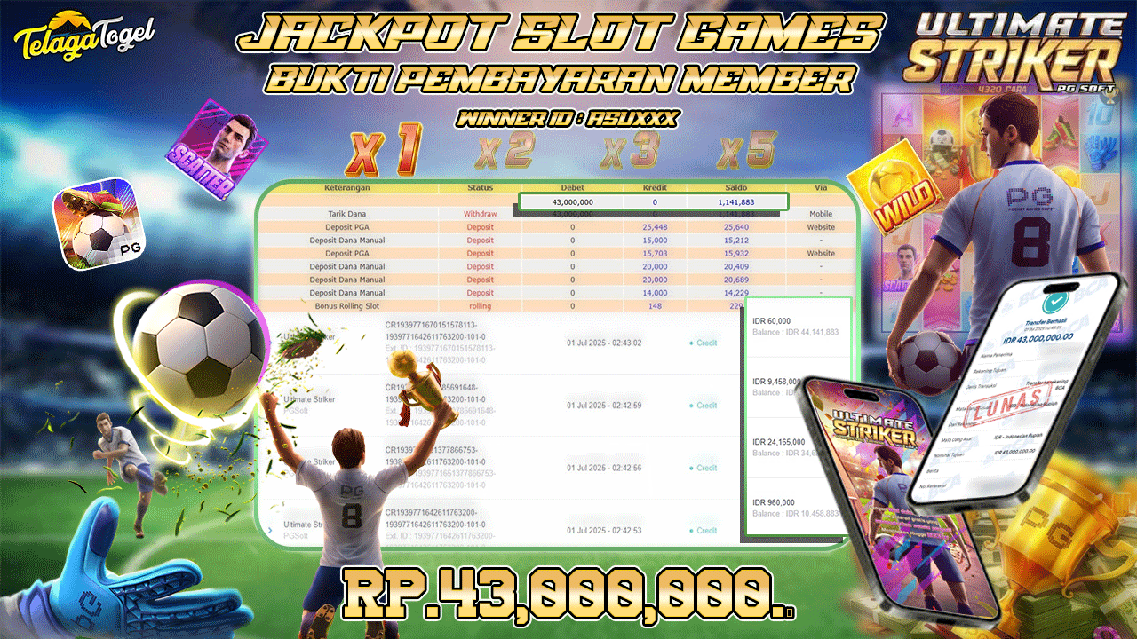 TELAGATOGEL JACKPOT SLOT ULTIMATE STRIKER Rp 43,000,000,- LUNAS  