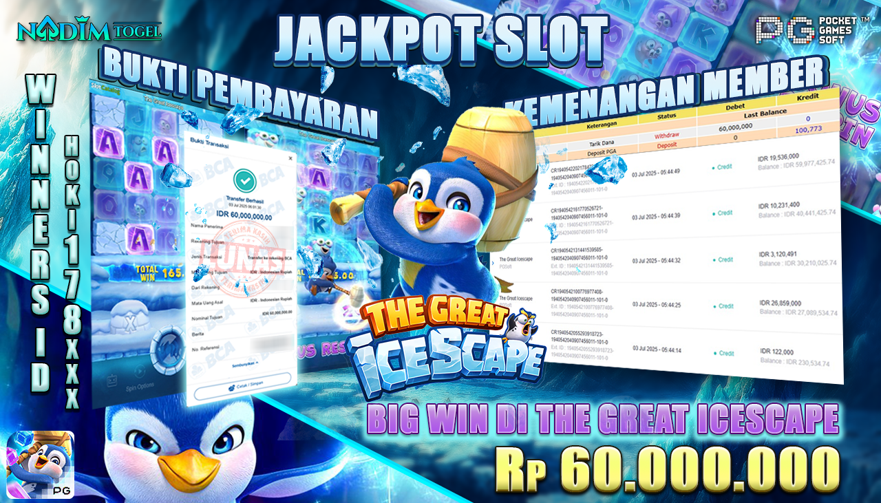 NADIMTOGEL JACKPOT SLOT THE GREAT ICESCAPE Rp 60.000.000,- LUNAS