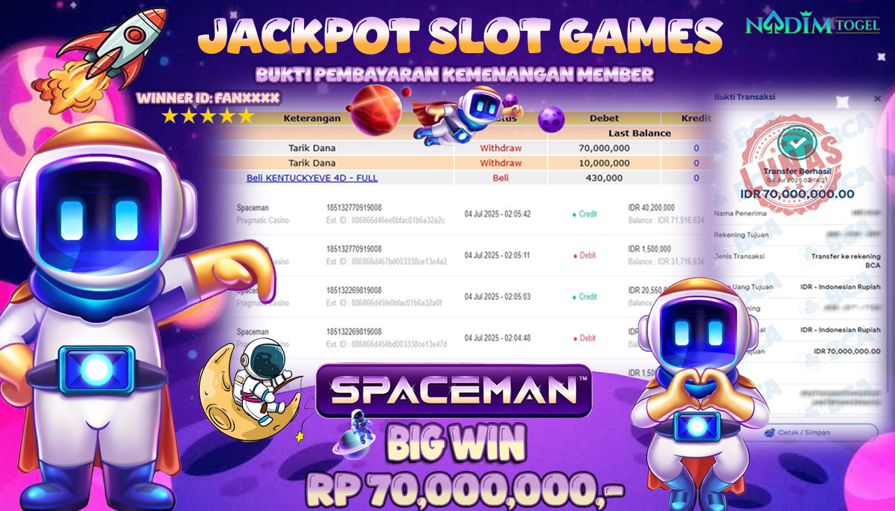 NADIMTOGEL JACKPOT SLOT SPACEMAN Rp 70.000.000,- LUNAS