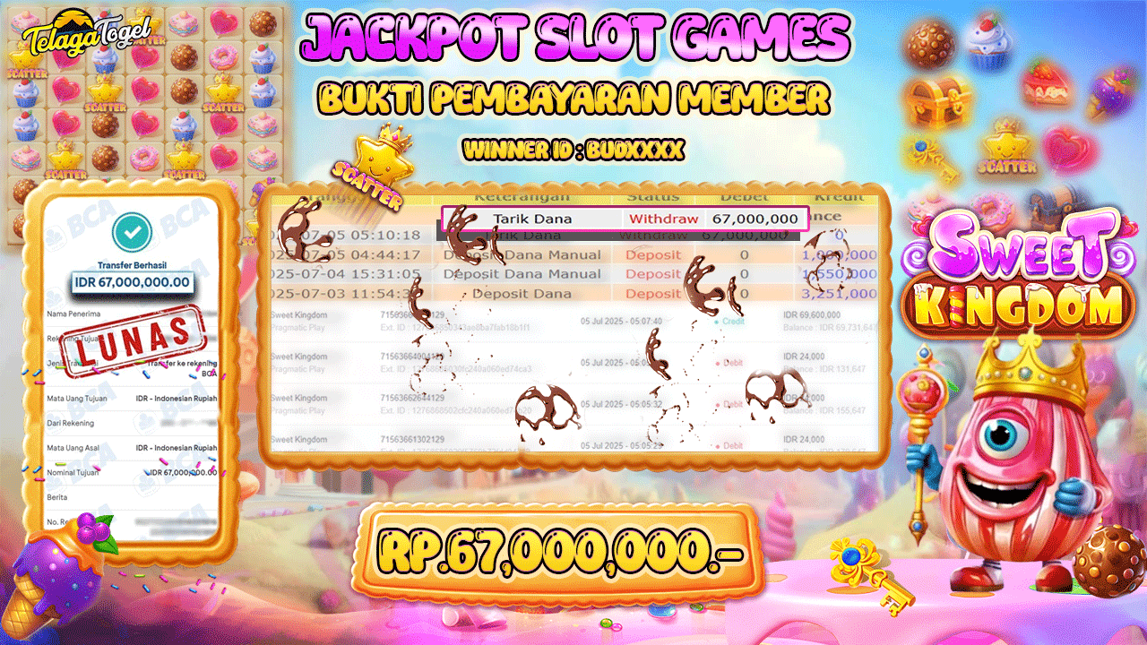 TELAGATOGEL JACKPOT SLOT SWEET KINGDOM Rp 67.000,000,- LUNAS  
