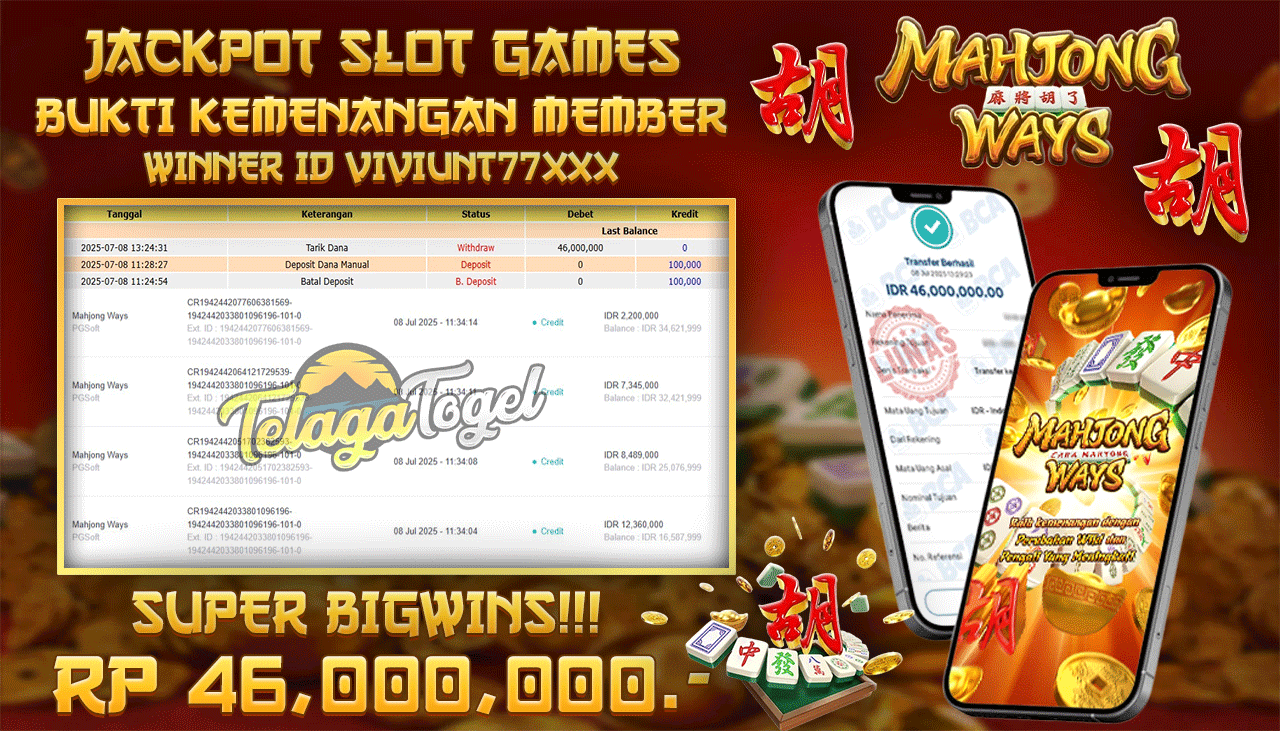 TELAGATOGEL JACKPOT SLOT MAHJONG WAYS Rp 46.000,000,- LUNAS  