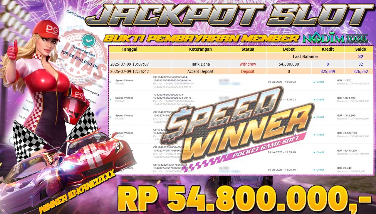 NADIMTOGEL JACKPOT SLOT SPEED WINNER Rp 54.800.000,- LUNAS