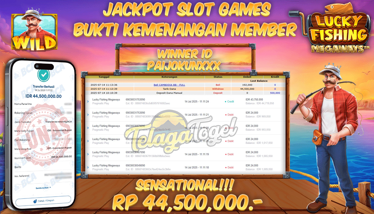 TELAGATOGEL JACKPOT SLOT LUCKY FISHING MEGAWAYS Rp 44.500.000,- LUNAS  