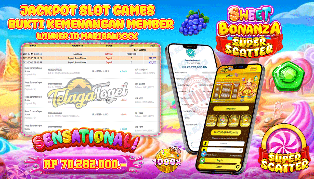 TELAGATOGEL JACKPOT SLOT SWEET BONANZA SUPER SCATTER Rp 72.282.000,- LUNAS  