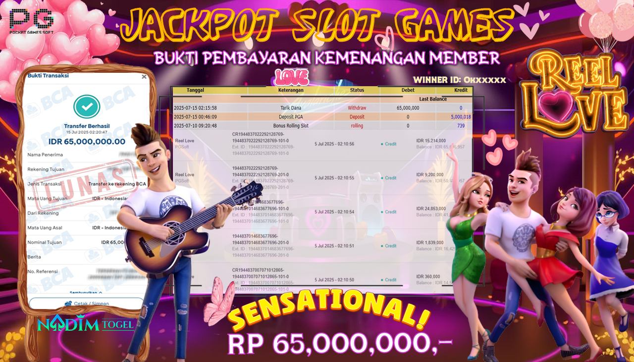 NADIMTOGEL JACKPOT SLOT REEL LOVE Rp.65.000.000,- LUNAS