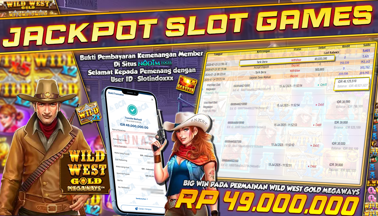 NADIMTOGEL JACKPOT SLOT WILD WEST GOLD MEGAWAYS Rp 49.000.000,- LUNAS