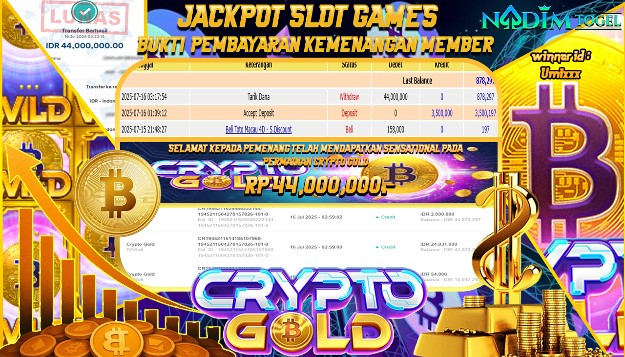 NADIMTOGEL JACKPOT SLOT CRYPTO GOLD  Rp 44.000.000,- LUNAS