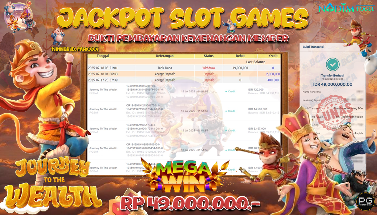 NADIMTOGEL JACKPOT SLOT JOURNEY TO THE WEALTH  Rp 49.000.000,- LUNAS