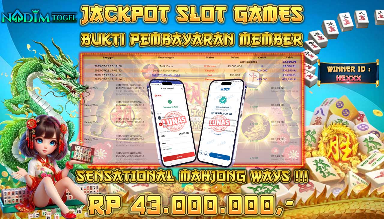 NADIMTOGEL JACKPOT SLOT MAHJONG WAYS - PGSOFT Rp 43.000.000,- LUNAS