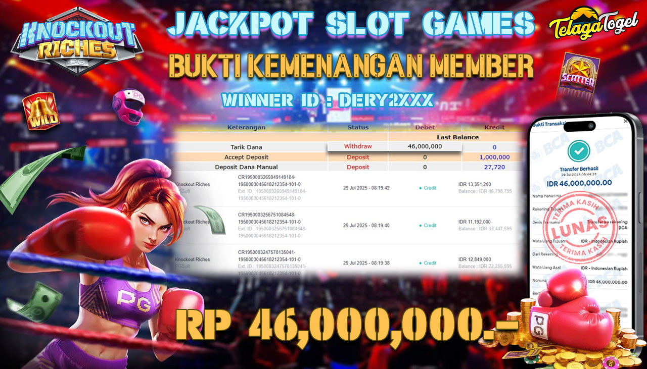 TELAGATOGEL JACKPOT SLOT KNOCKOUT RICHES Rp 46,000,000.- LUNAS  