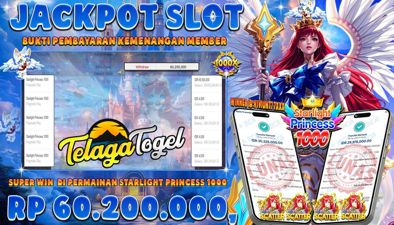 TELAGATOGEL JACKPOT SLOT STARLIGHT PRINCESS 1000 Rp 60,200,000.- LUNAS  
