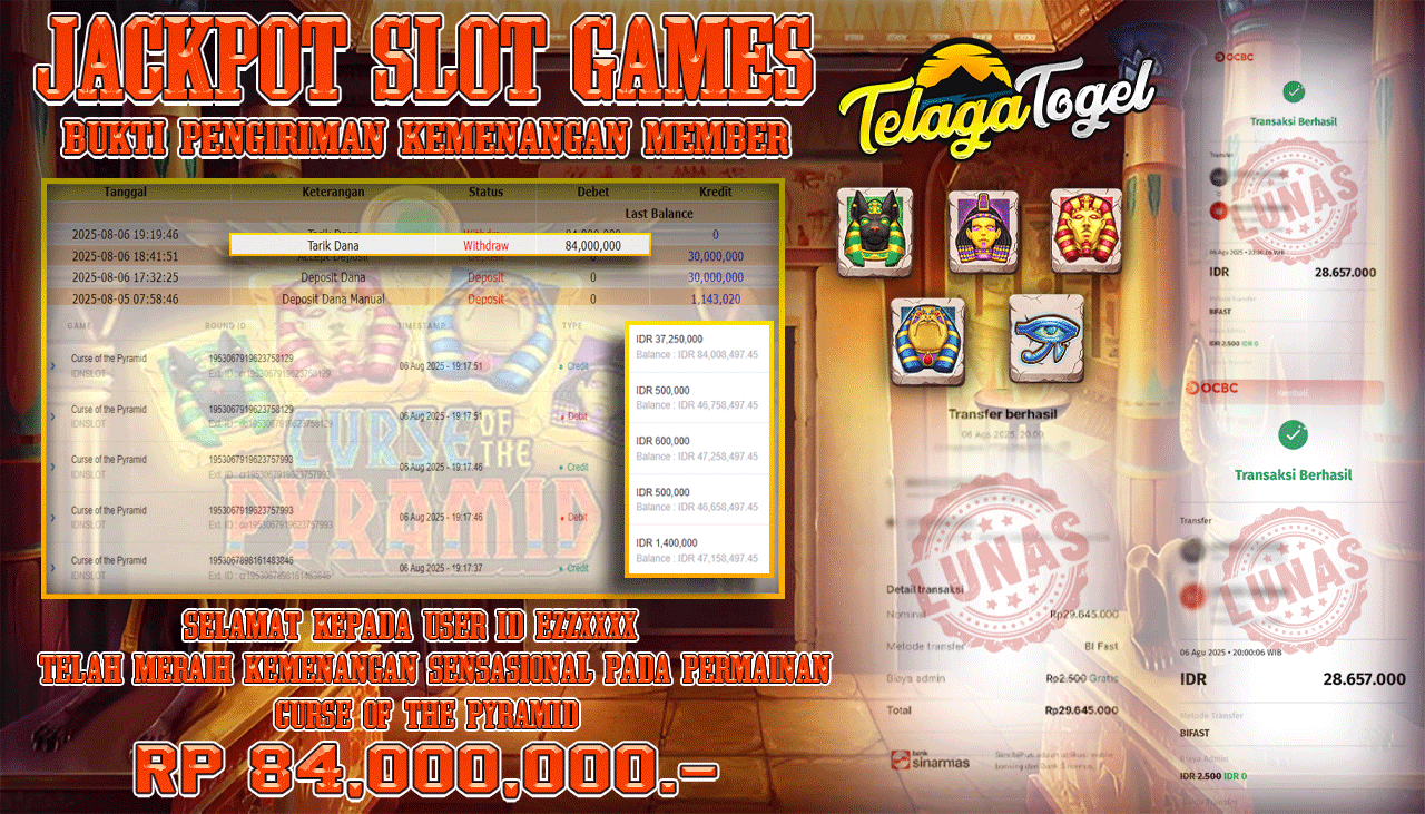 TELAGATOGEL JACKPOT SLOT CURSE OF THE PYRAMID Rp 84,000,000.- LUNAS  