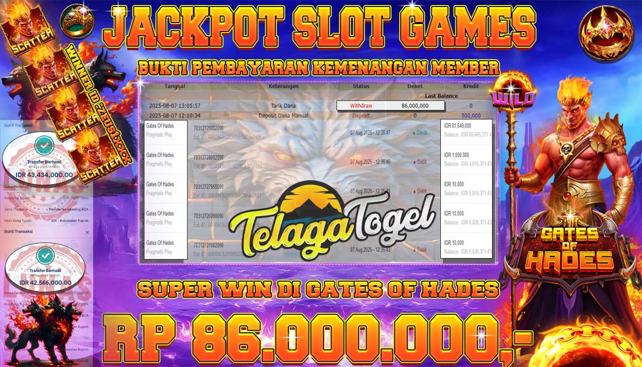 TELAGATOGEL JACKPOT SLOT GATES OF HADES Rp 86,000,000.- LUNAS  