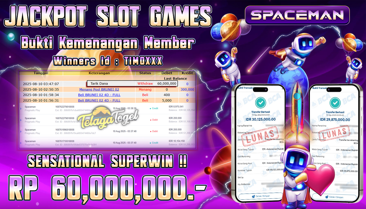 TELAGATOGEL JACKPOT SLOT SPACEMAN Rp 60,000,000.- LUNAS  