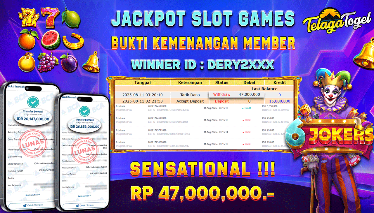 TELAGATOGEL JACKPOT SLOT 6 JOKERS Rp 47,000,000.- LUNAS  