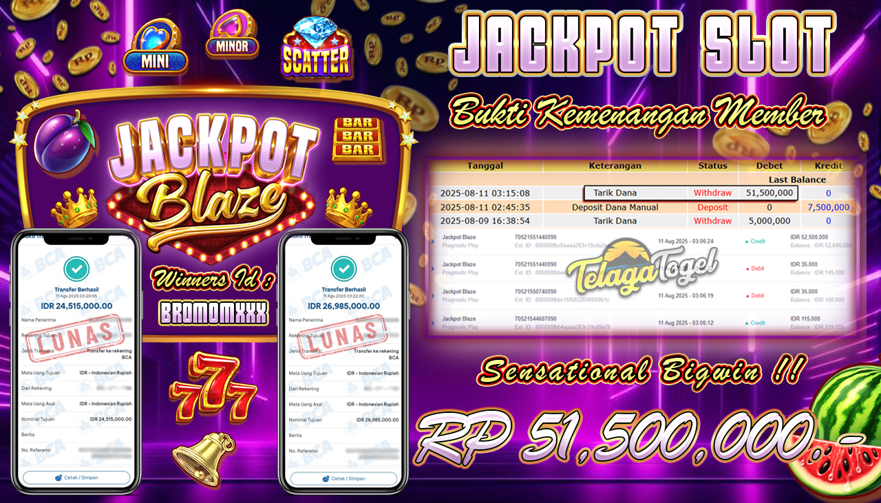 TELAGATOGEL JACKPOT SLOT JACKPOT BLAZE Rp 51,500,000.- LUNAS  